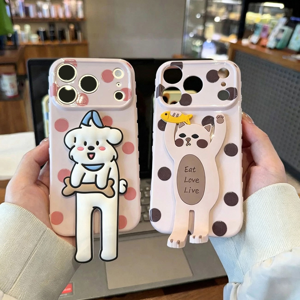 Phone Cases With Stand - جراب هاتف لطيف بنقاط البولكا دوت