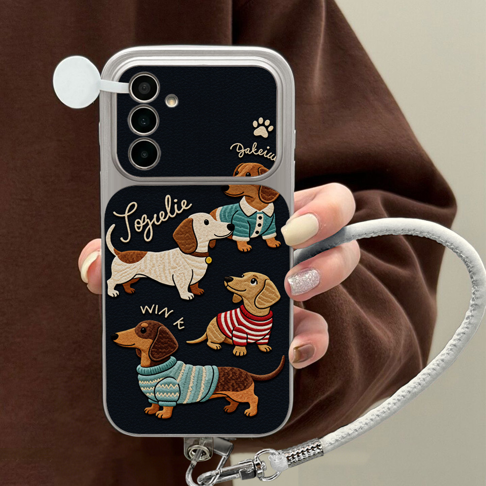 Phone Cases With Straps - جراب هاتف بتصميم كلب داشهند كرتوني