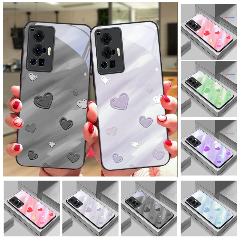 Phone Cases Vivo - جراب هاتف زجاجي أسود بتصميم فني