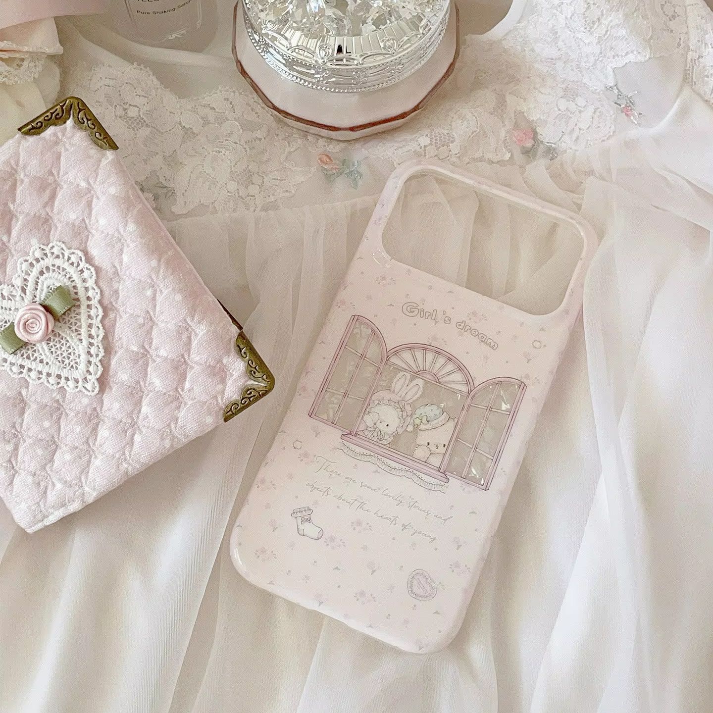Phone Cases Cool Girl - غطاء هاتف كاواي بتصميم أرنب ودب