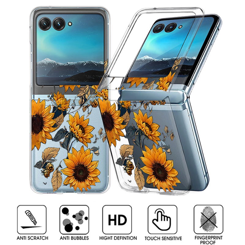 Phone Cases Motorola - حافظة هاتف شفافة بنمط عباد الشمس