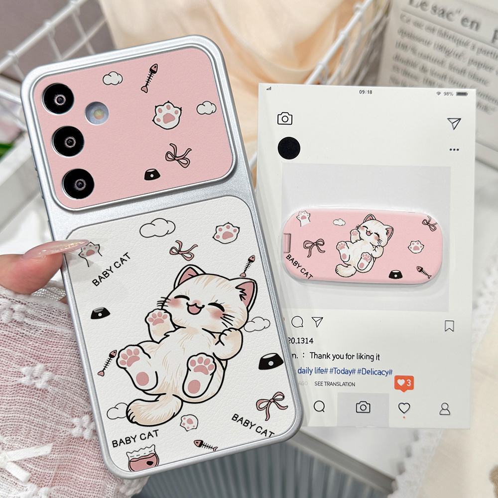 Phone Cases With Stand - جراب هاتف بتصميم قطة كرتونية لطيفة