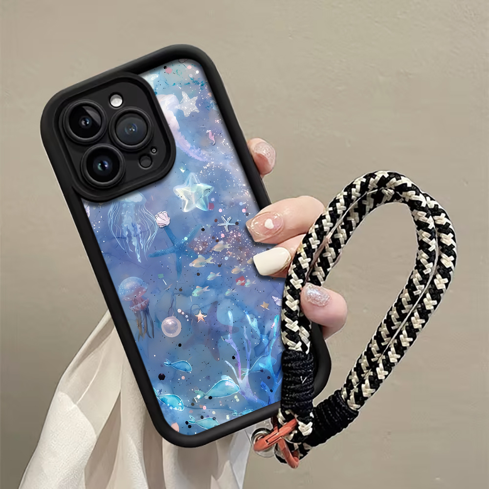 Phone Cases With Straps - جراب هاتف بتصميم قنديل البحر الأزرق