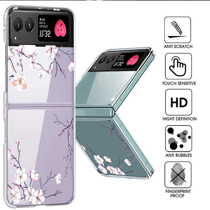 Phone Cases Motorola - حافظة هاتف بنمط الزهور البيضاء لهاتف
