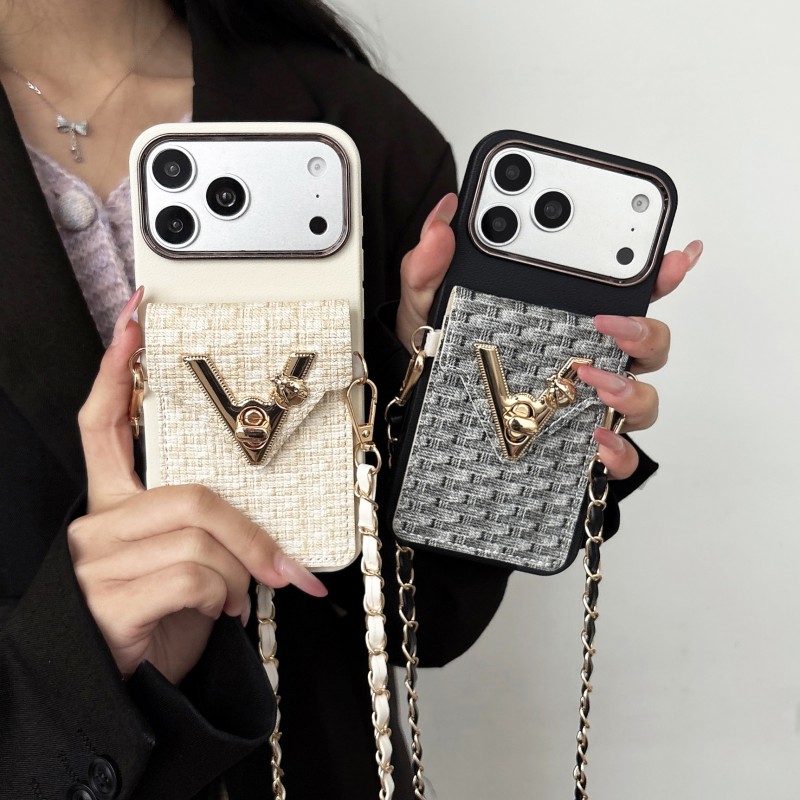 Phone Cases Louis Vuitton - حافظة محفظة بحزام للرقبة لهاتف آيفون