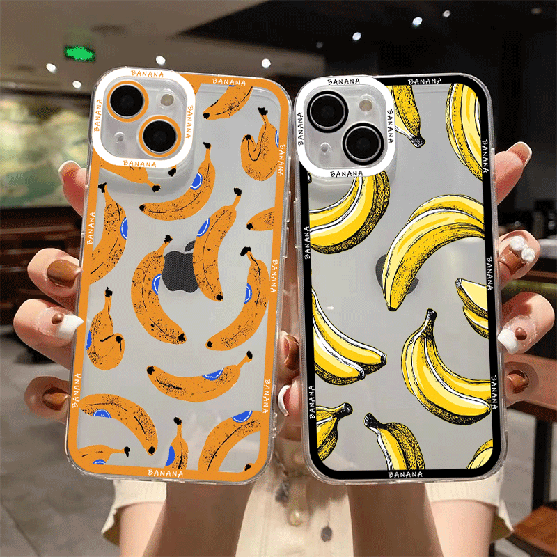 Phone Cases Yellow - غطاء هاتف شفاف مطبوع عليه فواكه