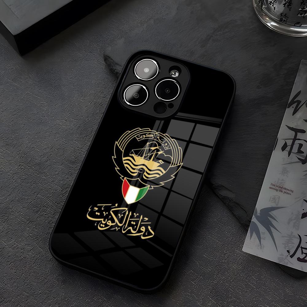 Phone Cases Kuwait - جراب هاتف زجاجي بتصميم خريطة وعلم