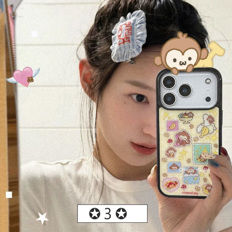 Phone Cases Yellow - جراب هاتف كوري بتصميم قرد أزرق