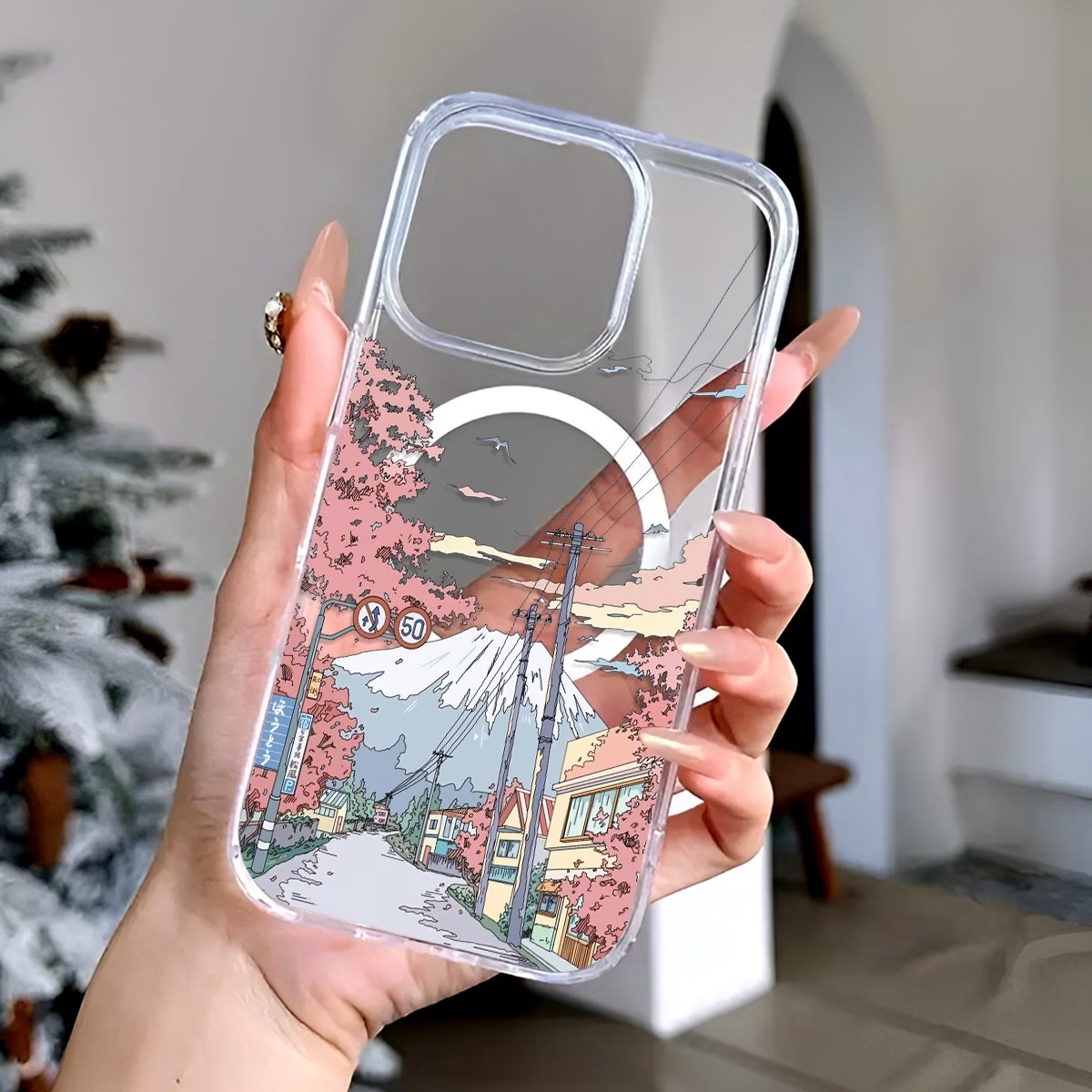 غطاء هاتف بنمط زهر الكرز من فو - مراجعة Phone Cases With Magnet وسعره