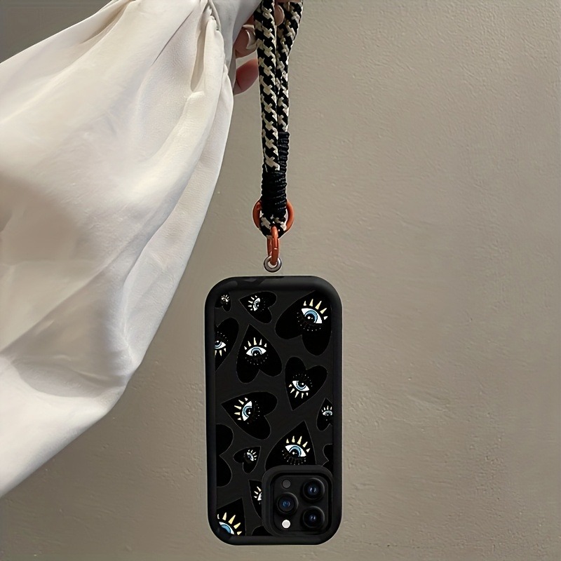 جراب هاتف أسود بتصميم قلب الحب - مراجعة Phone Cases With Straps وسعره