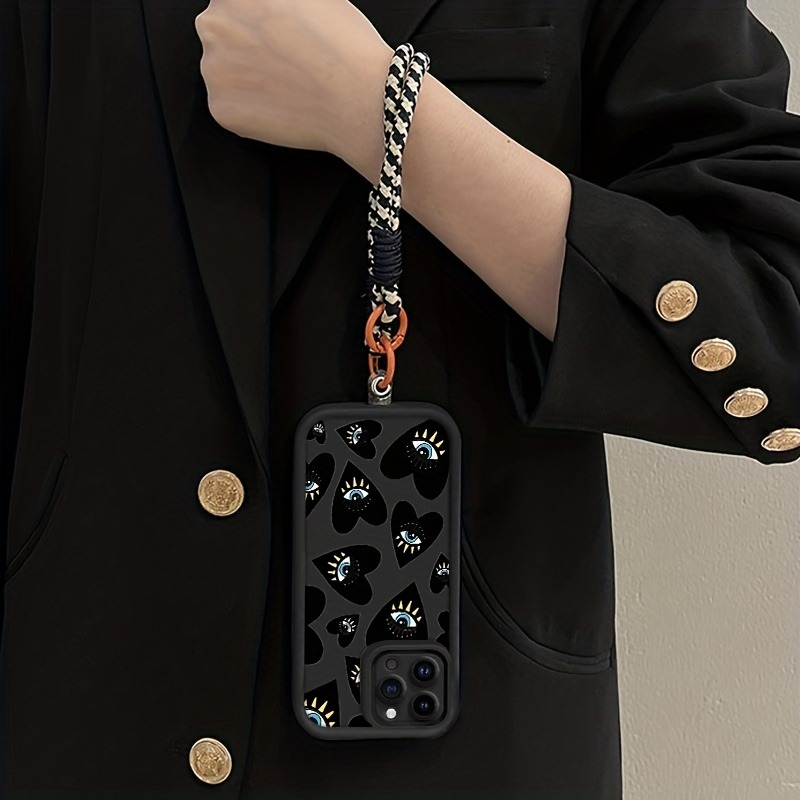 جراب هاتف أسود بتصميم قلب الحب - مراجعة Phone Cases With Straps وسعره