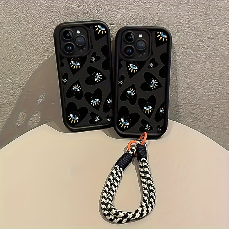 جراب هاتف أسود بتصميم قلب وعين - مراجعة Phone Cases With Straps وسعره