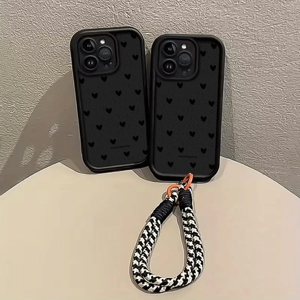 جراب هاتف بتصميم قلب أسود ملطخ - مراجعة Phone Cases With Straps وسعره